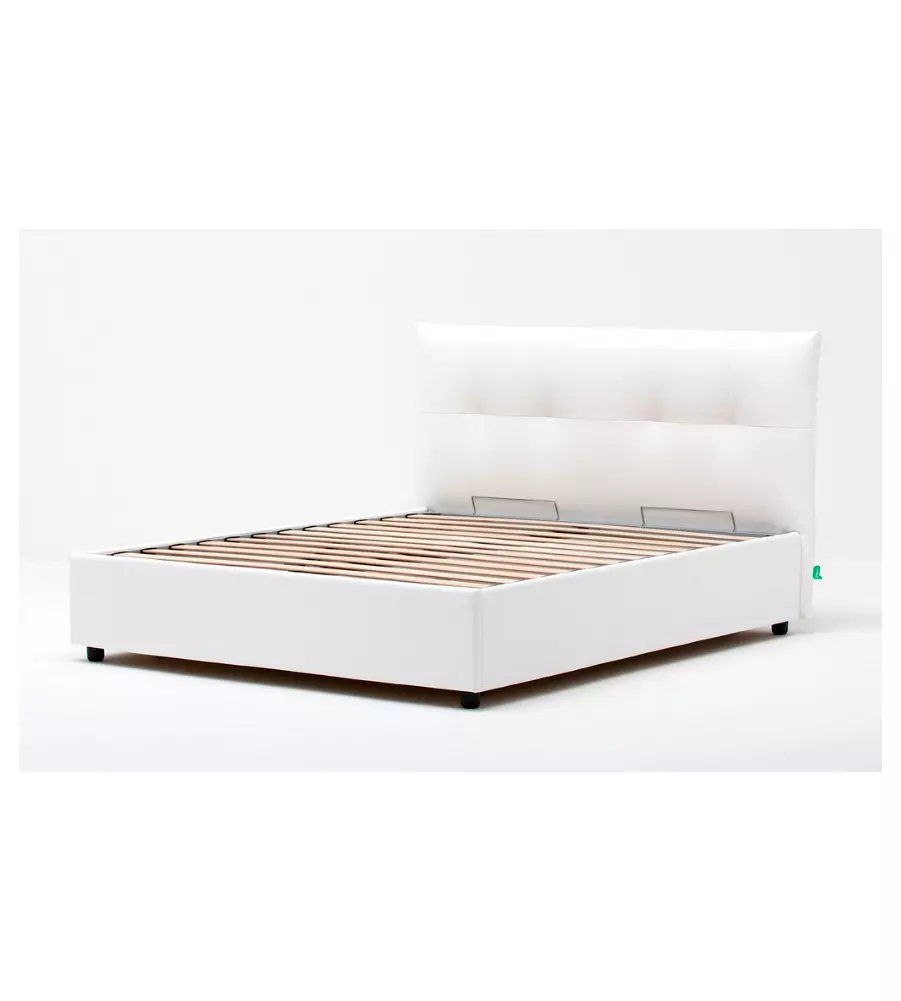 Letto matrimoniale "easy" bianco con rete e contenitore, 160x190 cm